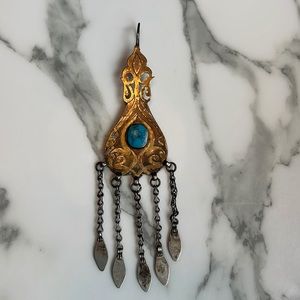 Brass and Turquoise Wedding Bun Pin